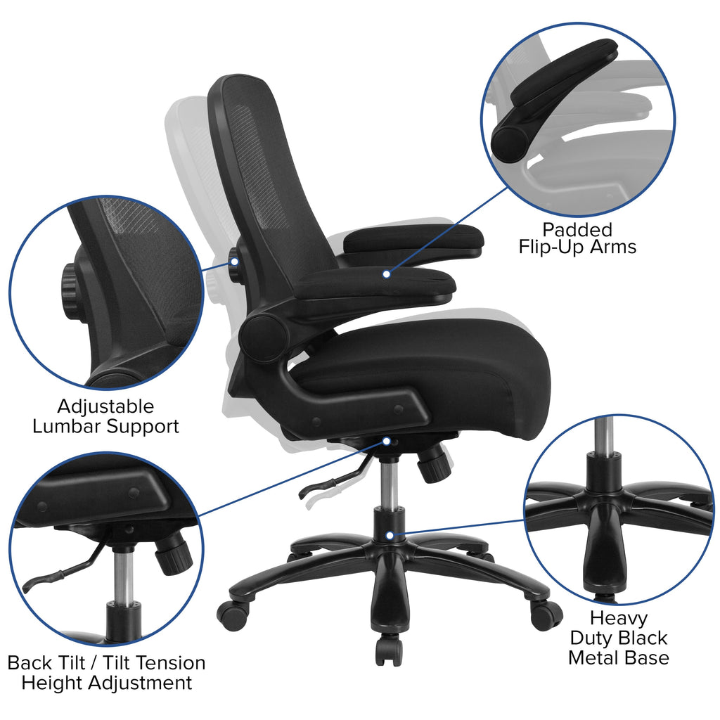 FLASH HERCULES Series Big & Tall Mesh Executive Swivel Ergonomic Office Chair with Adjustable Lumbar