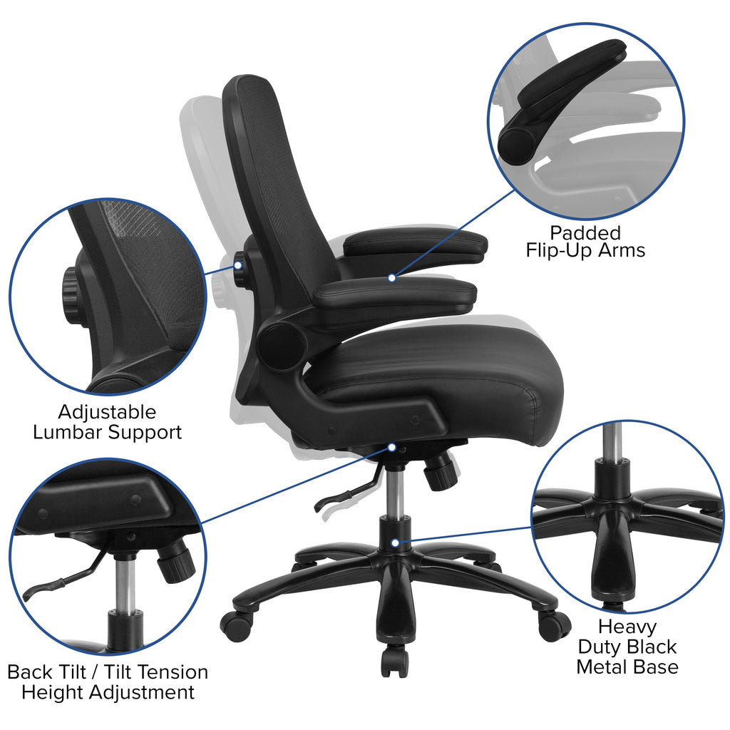 FLASH HERCULES Series Big & Tall Mesh Executive Swivel Ergonomic Office Chair with Adjustable Lumbar